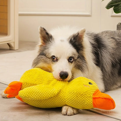 1Pc Large Duck-Shaped Squeaky Plush Toy for Dogs - Teeth Cleaning, Durable Chewtoy, Interactive Fun for Engaging Playtime